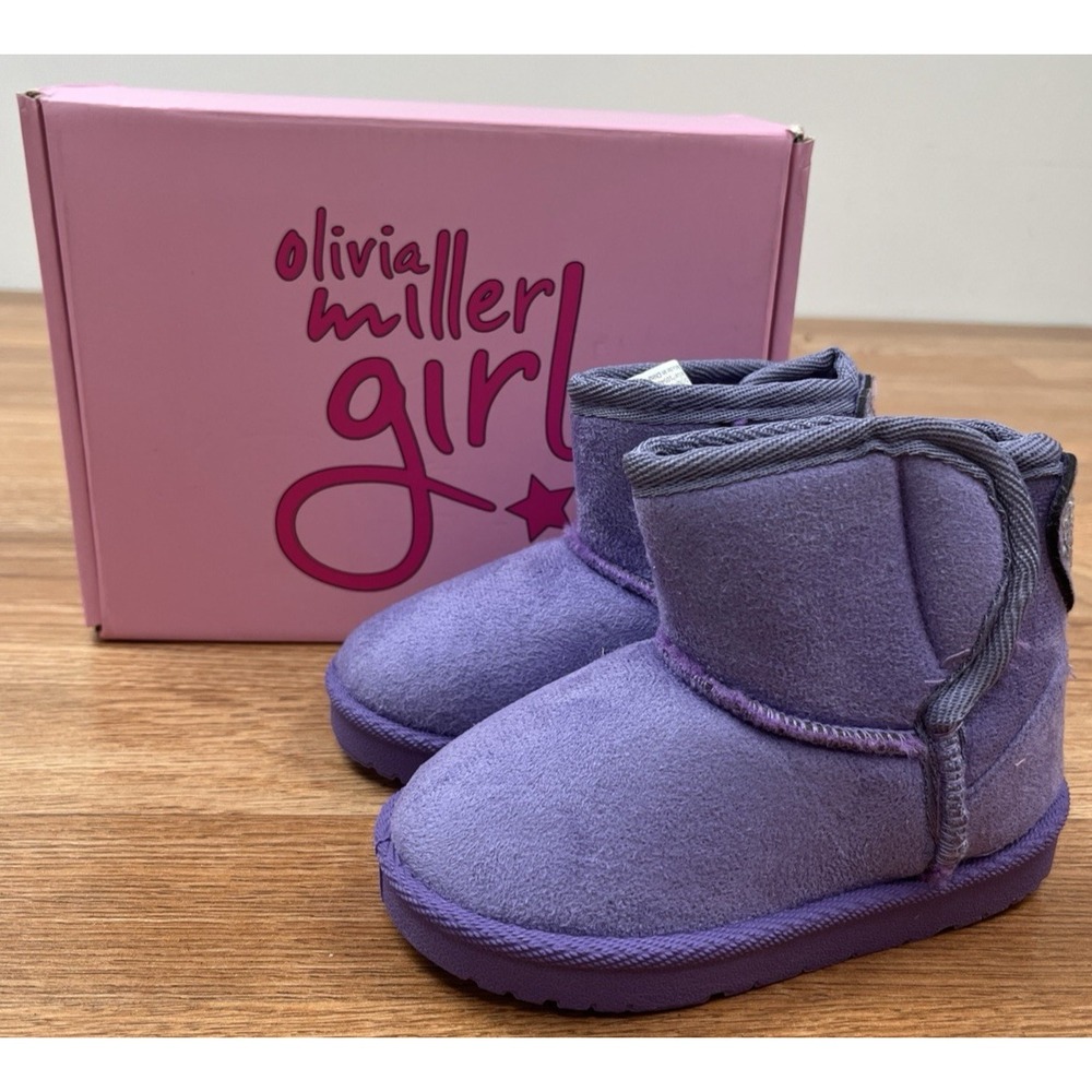 Olivia Miller Sparkle Heart Boots Purple, Toddler Girl Size 8 Faux Shearling NEW